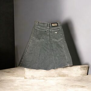 Vintage Armani Charcoaled A-Line Denim Skirt